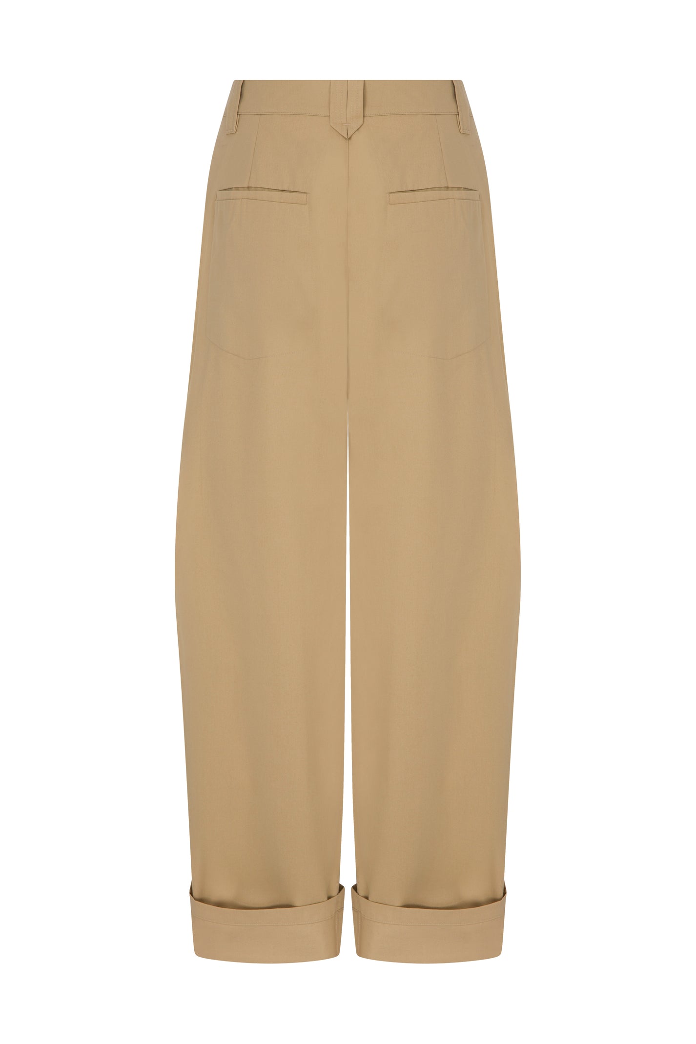 COTTON PLEATED BEIGE PANTS