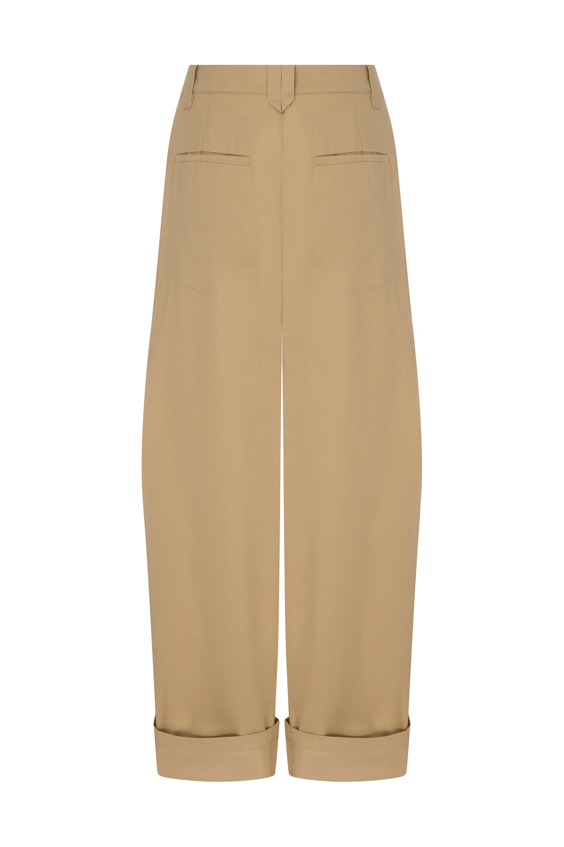 COTTON PLEATED BEIGE PANTS