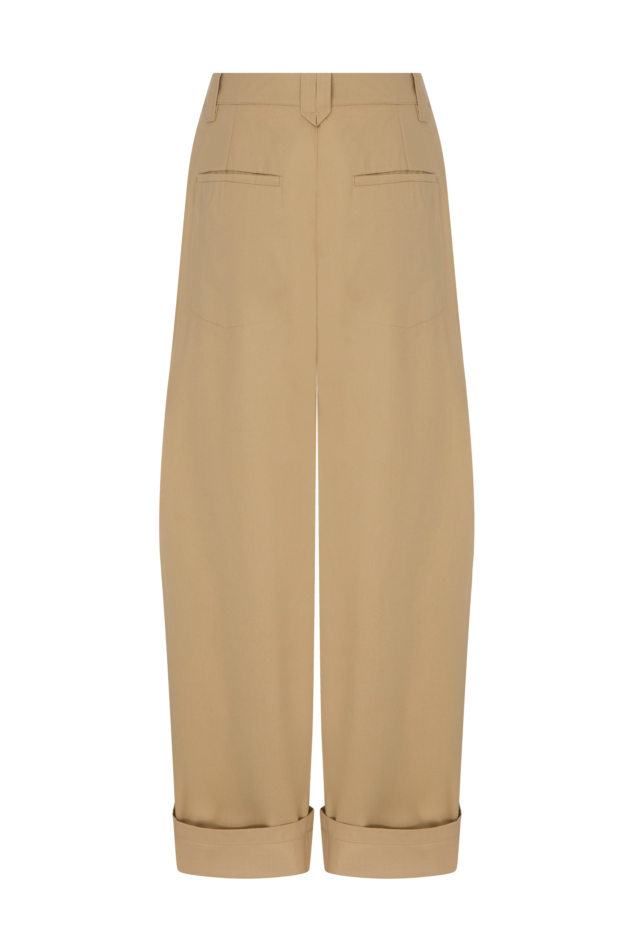 COTTON PLEATED BEIGE PANTS