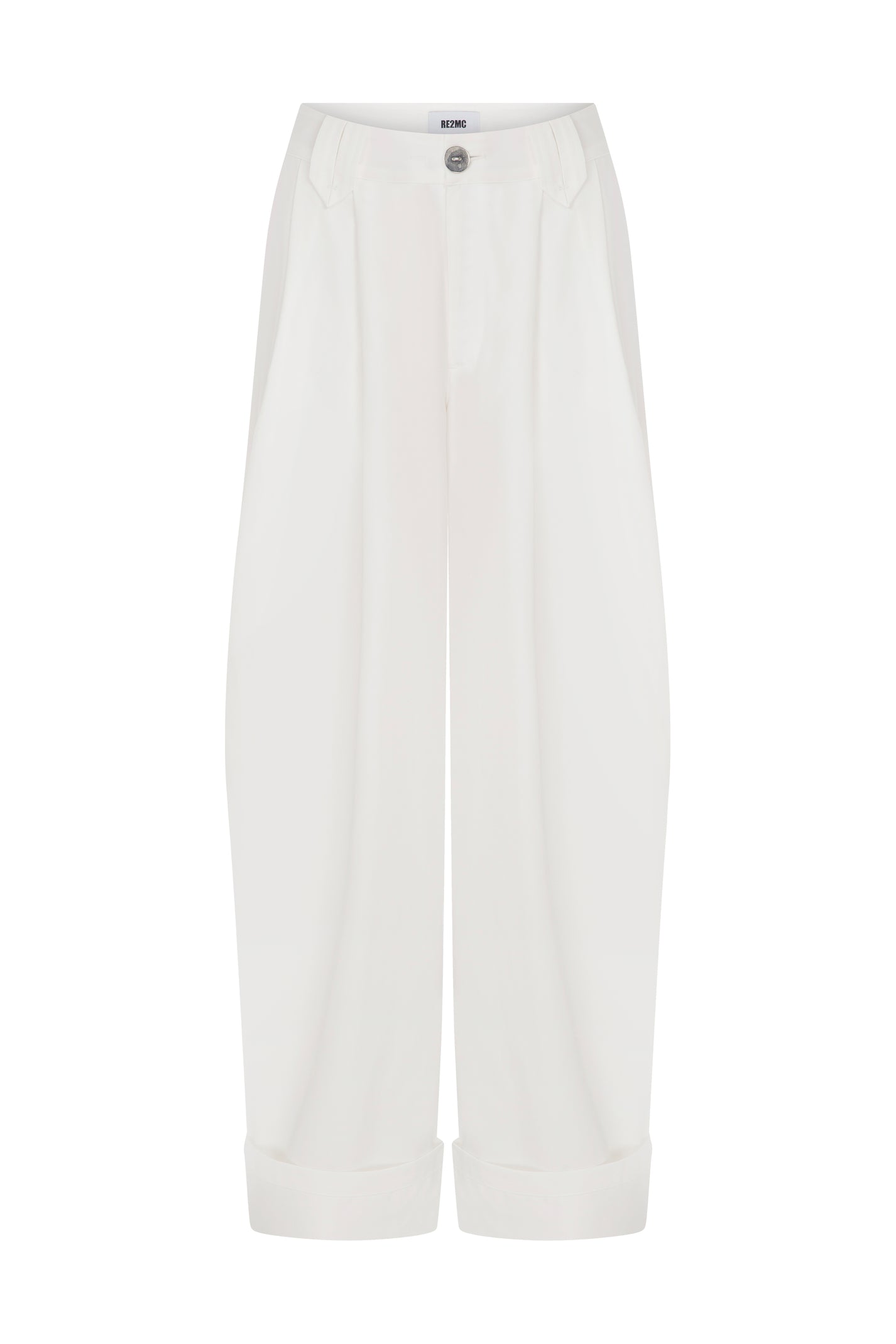 COTTON PLEATED WHITE PANTS