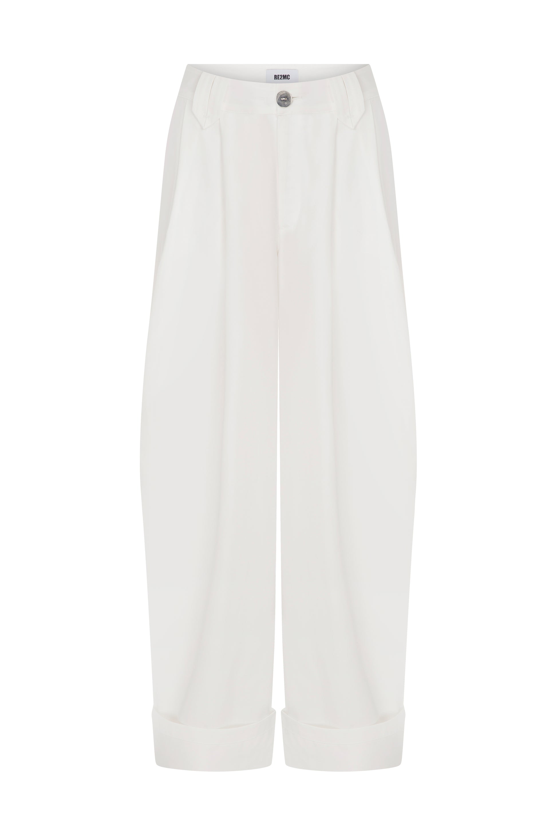 COTTON PLEATED WHITE PANTS