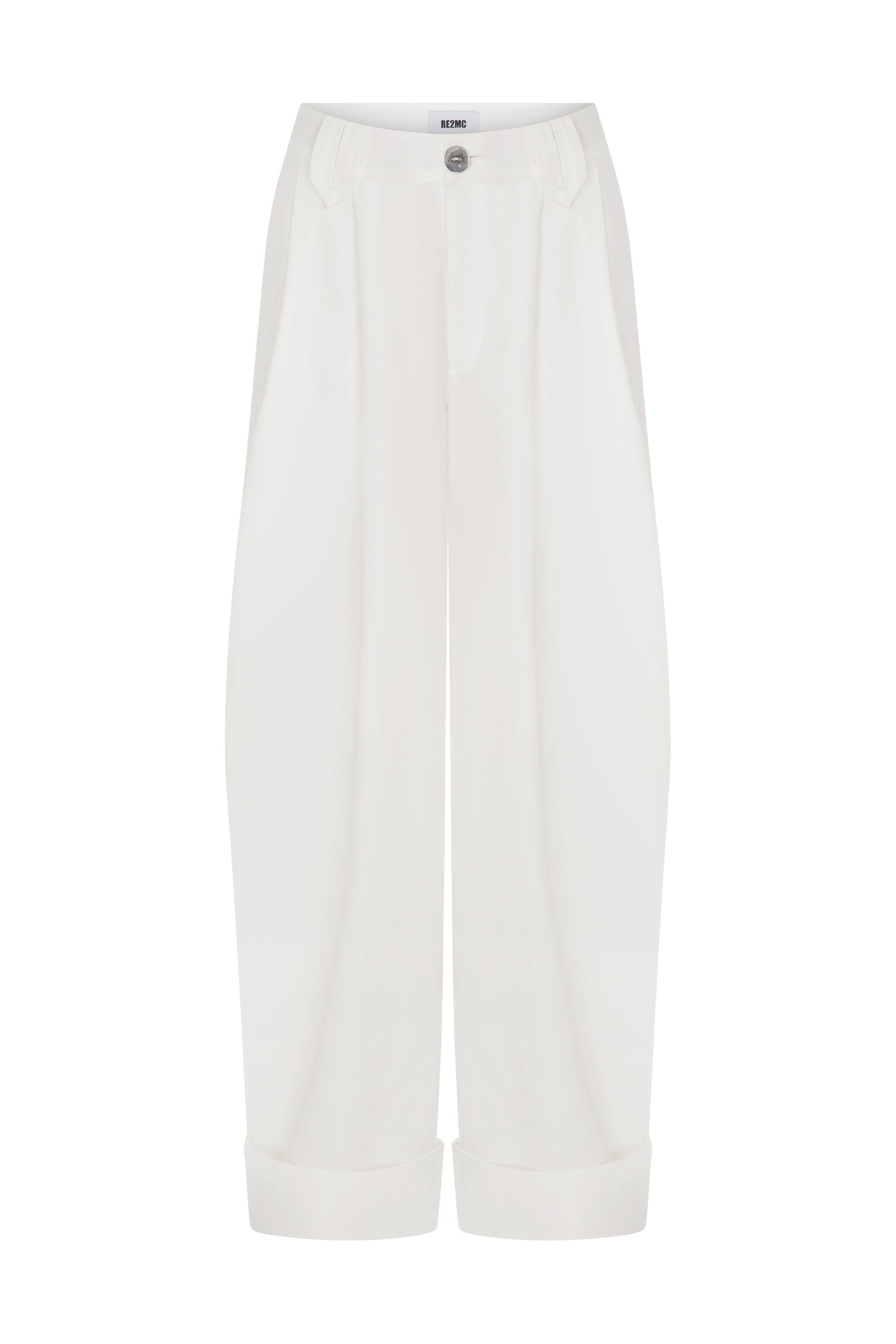 COTTON PLEATED WHITE PANTS