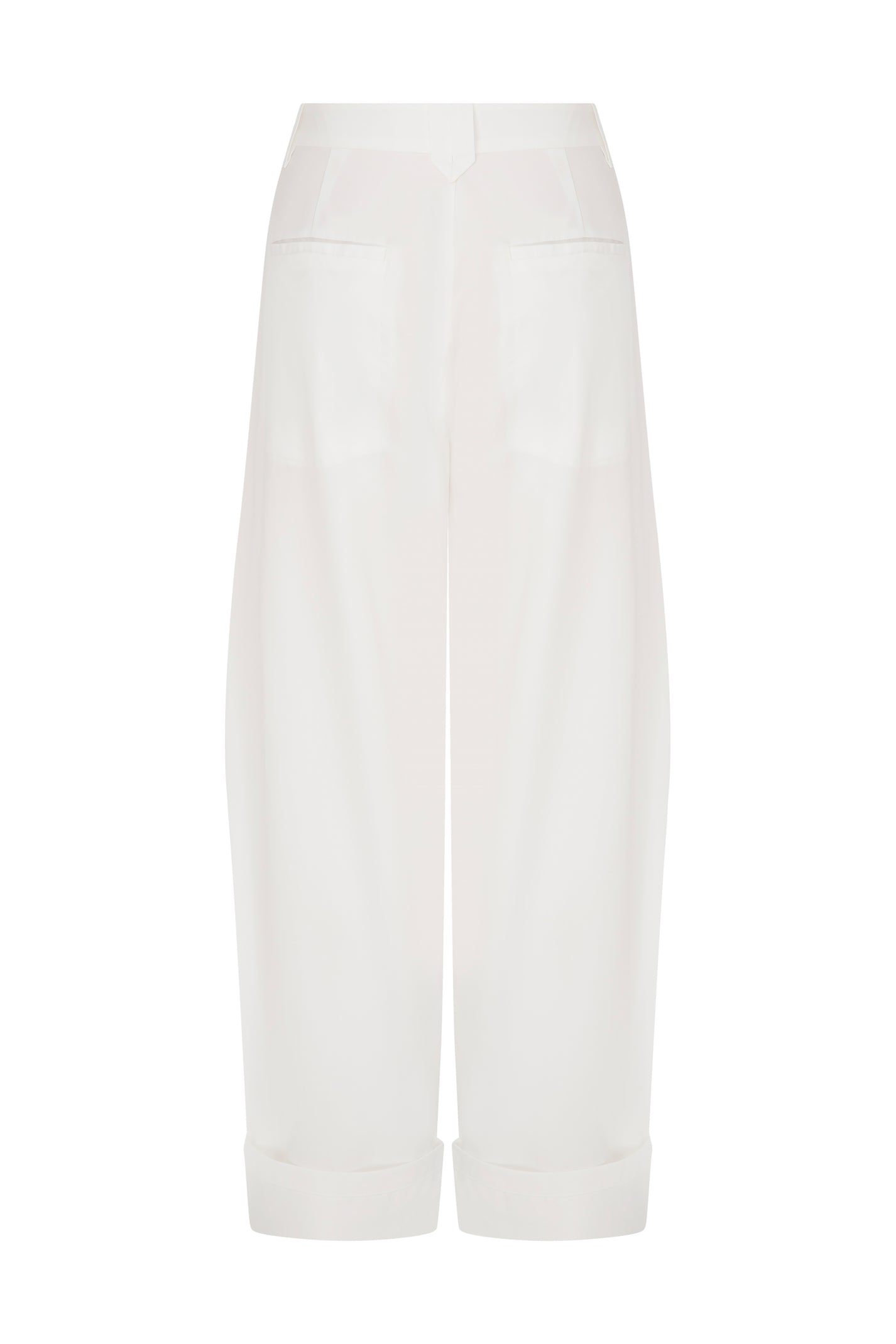 COTTON PLEATED WHITE PANTS