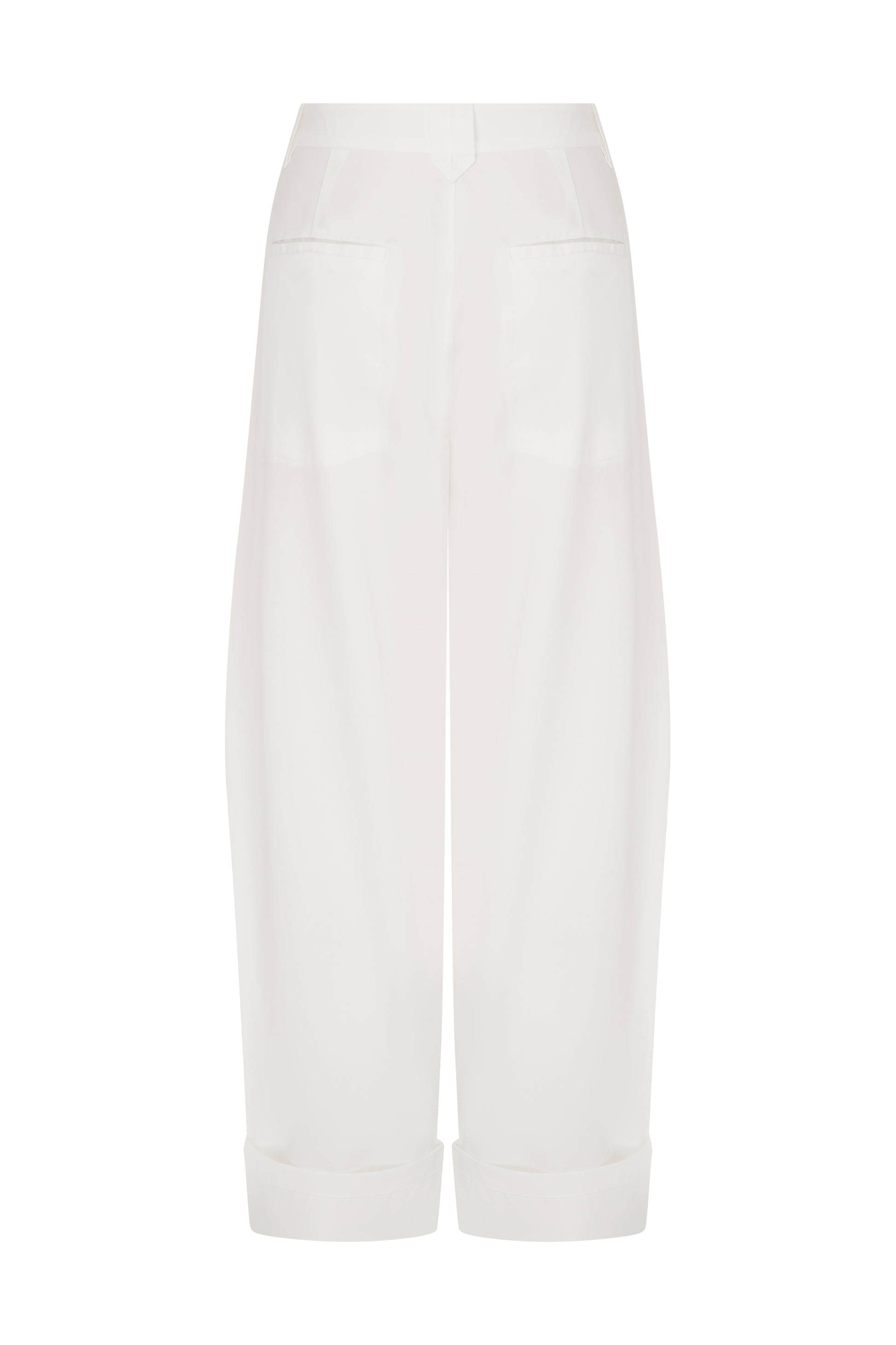 COTTON PLEATED WHITE PANTS