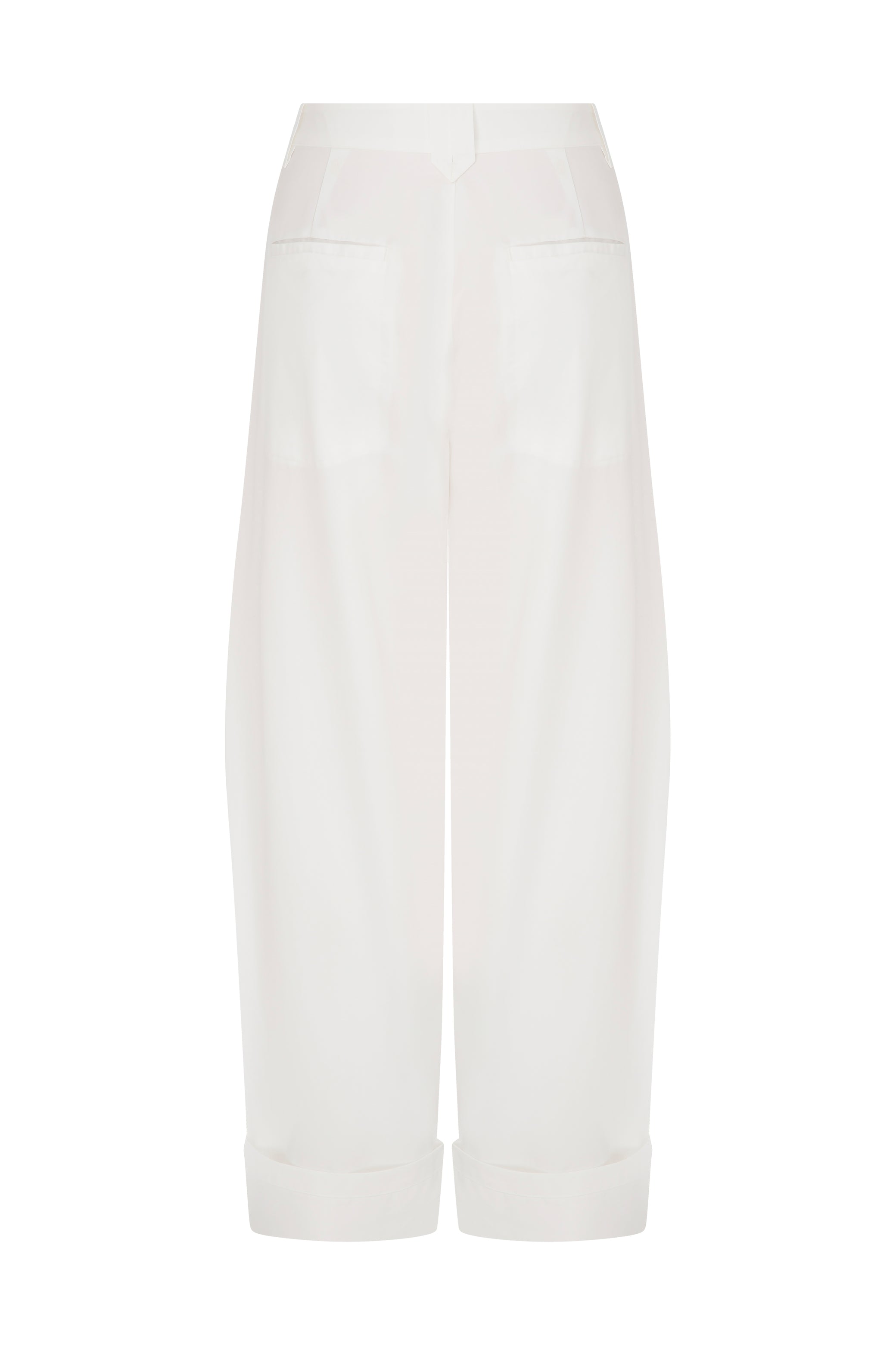 COTTON PLEATED WHITE PANTS