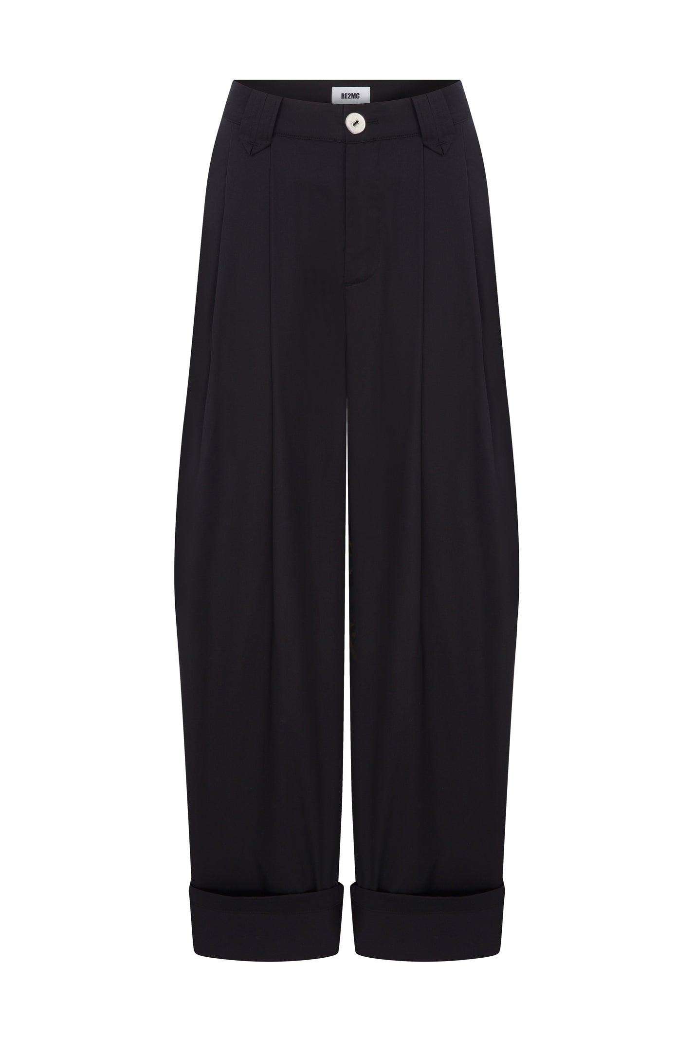 COTTON PLEATED BLACK PANTS