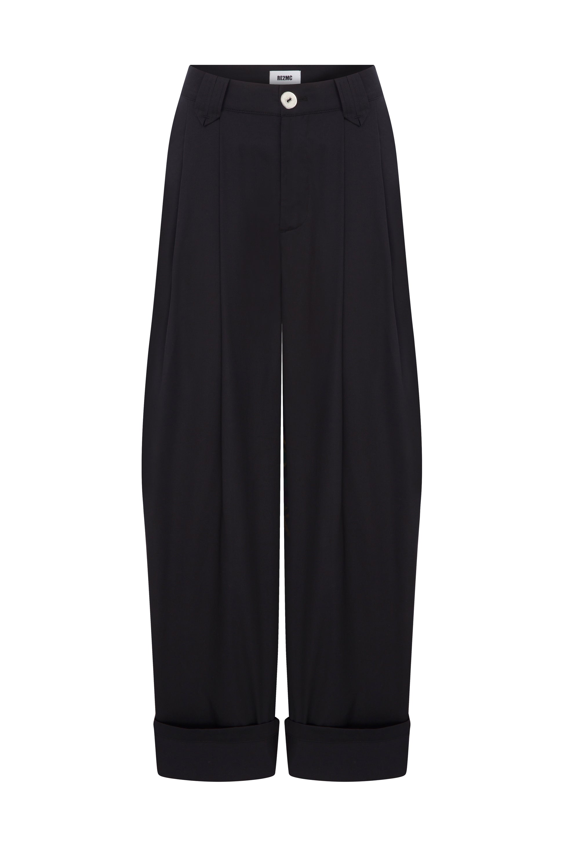 COTTON PLEATED BLACK PANTS