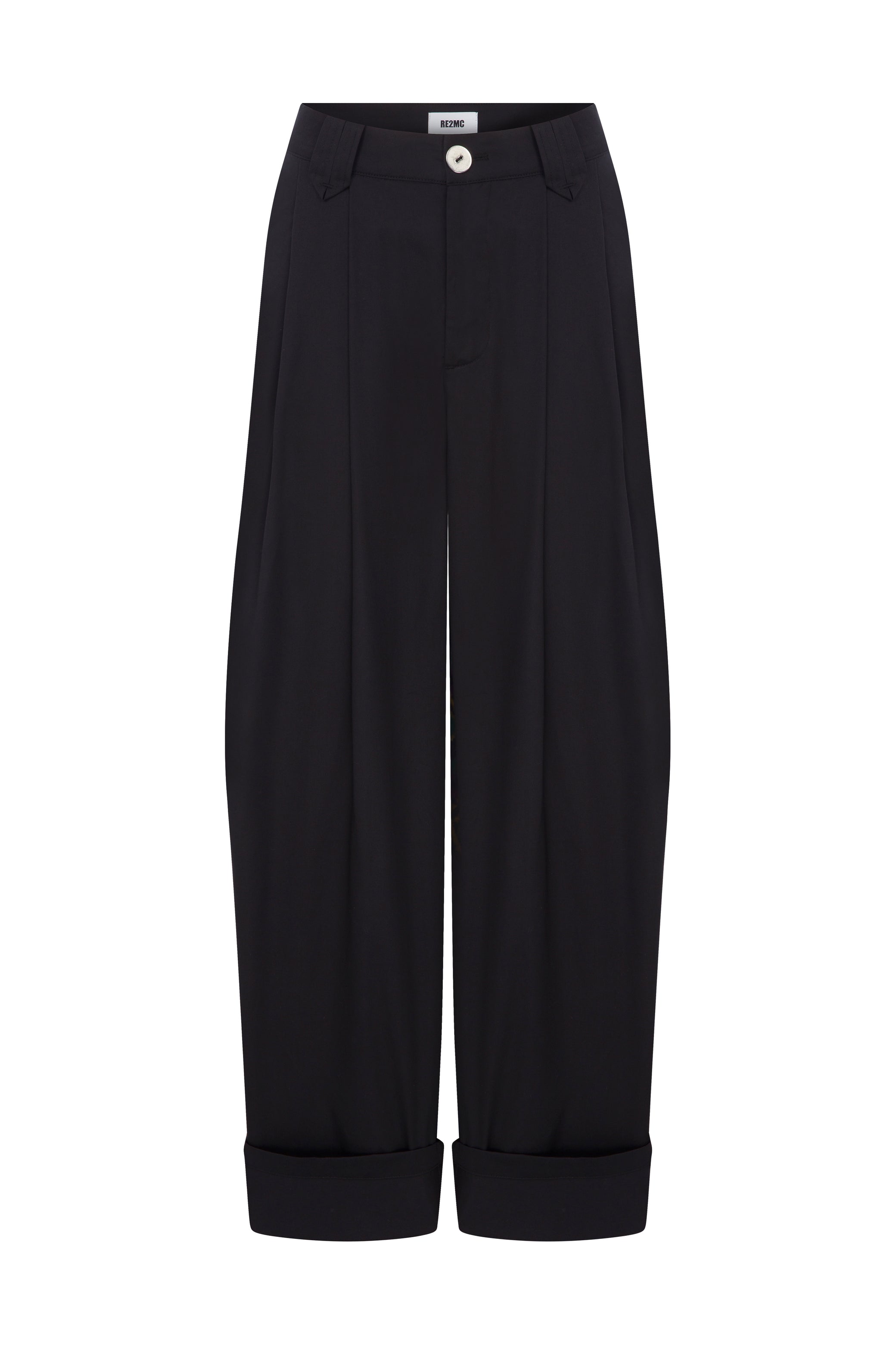 COTTON PLEATED BLACK PANTS
