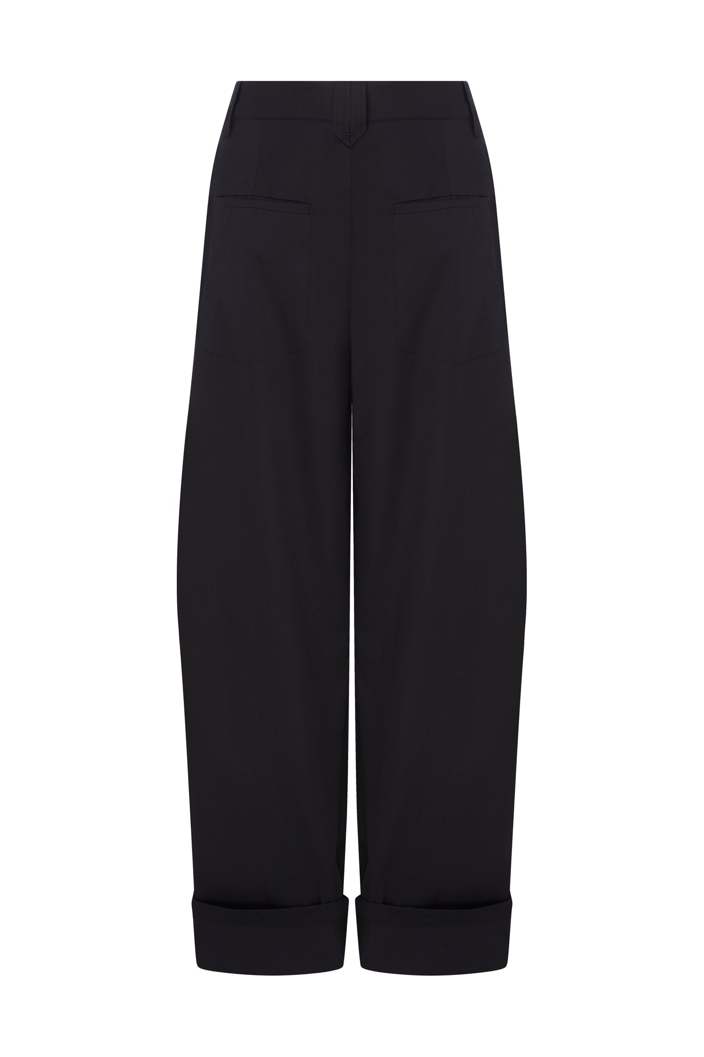 COTTON PLEATED BLACK PANTS