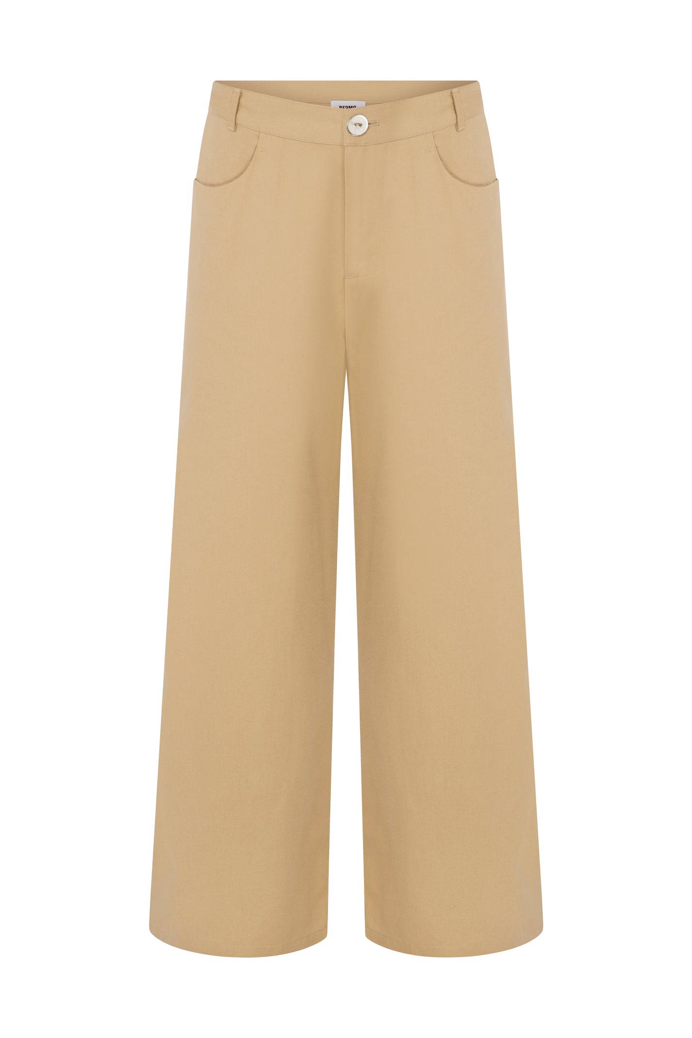 STRAIGHT FIT COTTON BEIGE PANTS