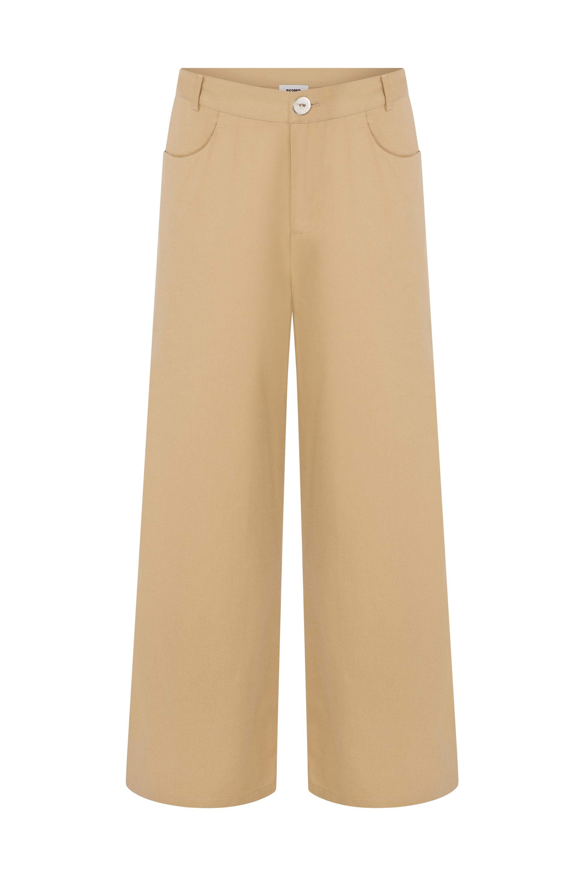 STRAIGHT FIT COTTON BEIGE PANTS