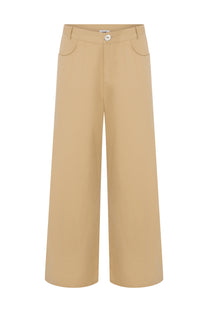 STRAIGHT FIT COTTON BEIGE PANTS