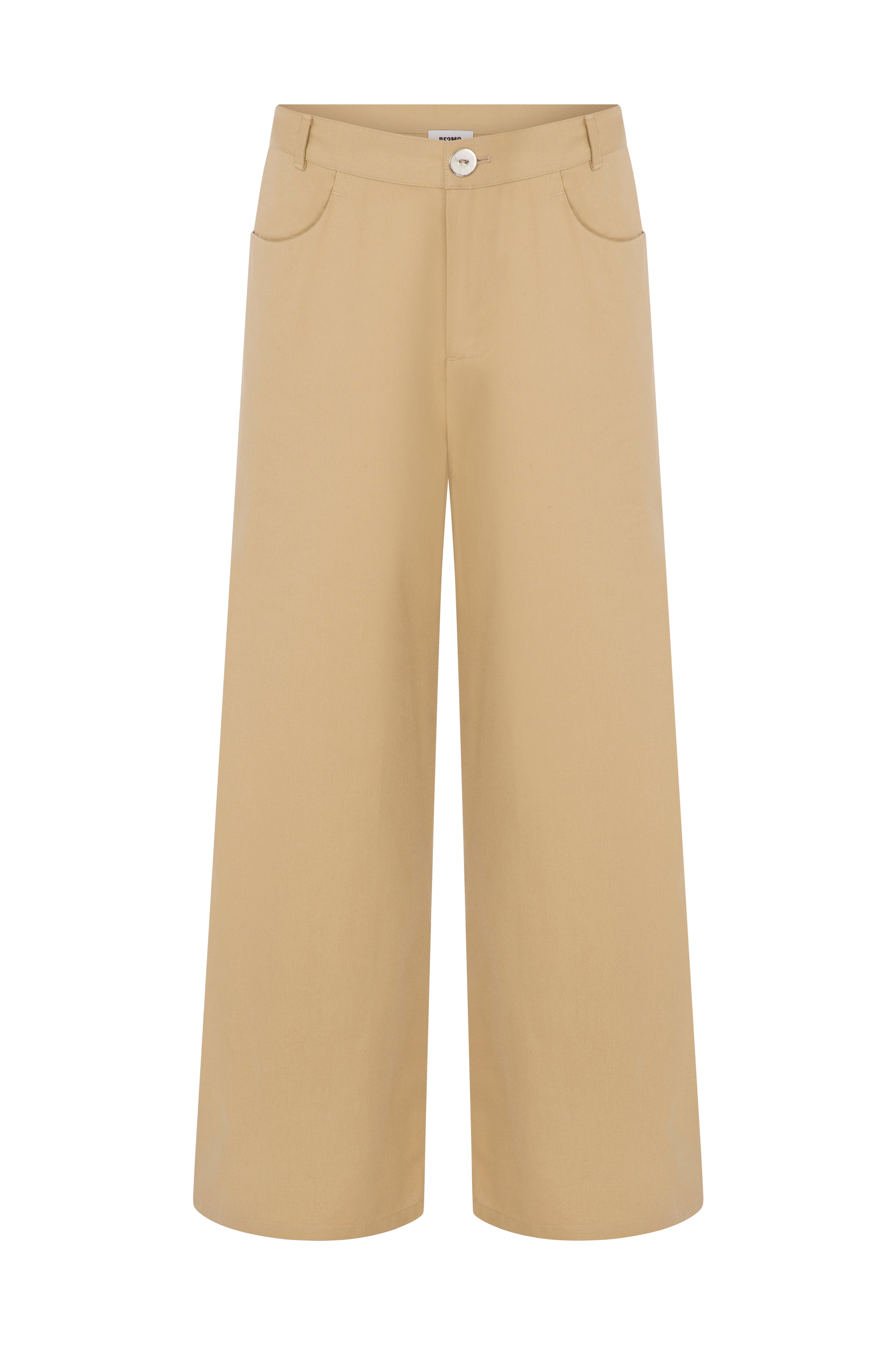 STRAIGHT FIT COTTON BEIGE PANTS