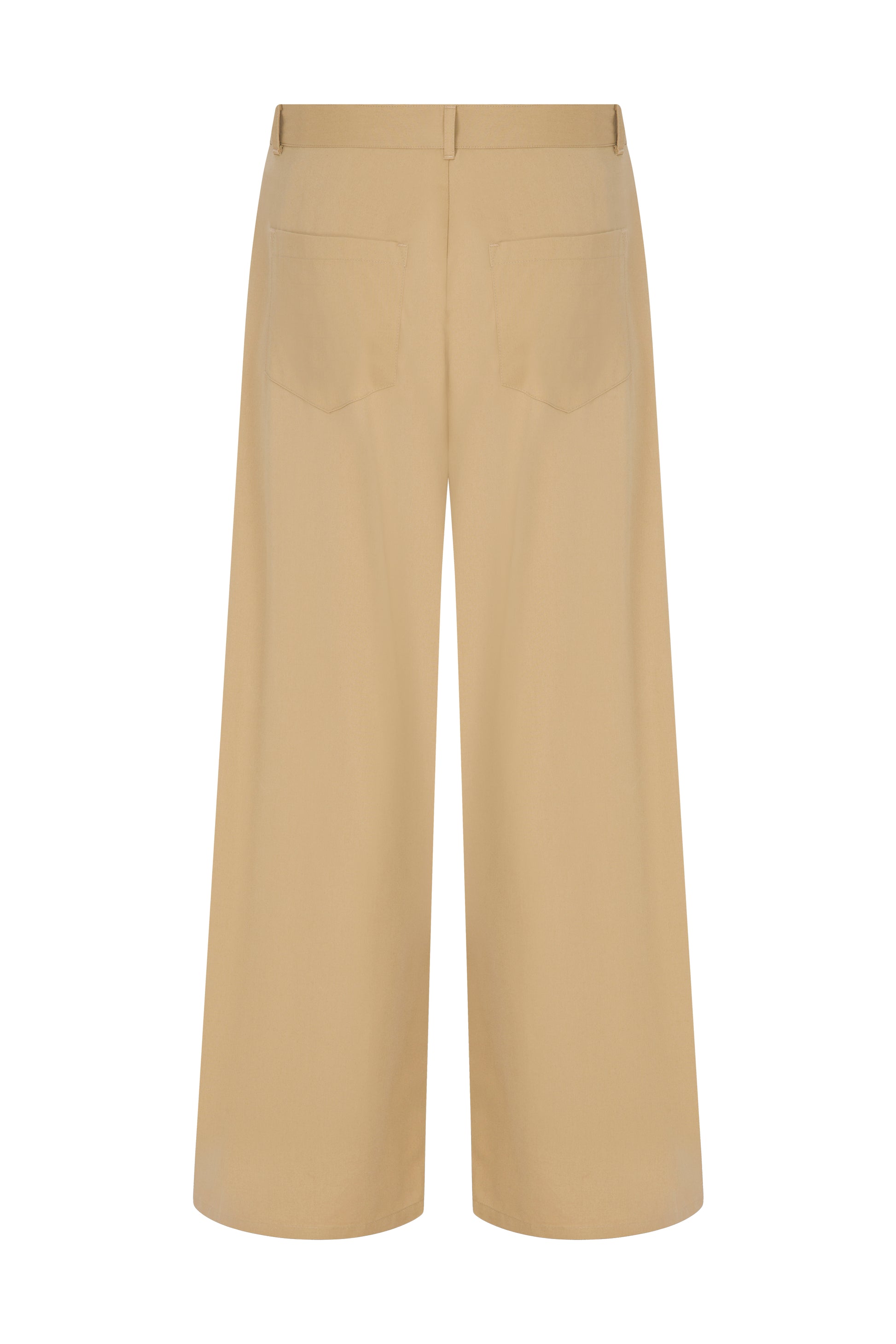 STRAIGHT FIT COTTON BEIGE PANTS