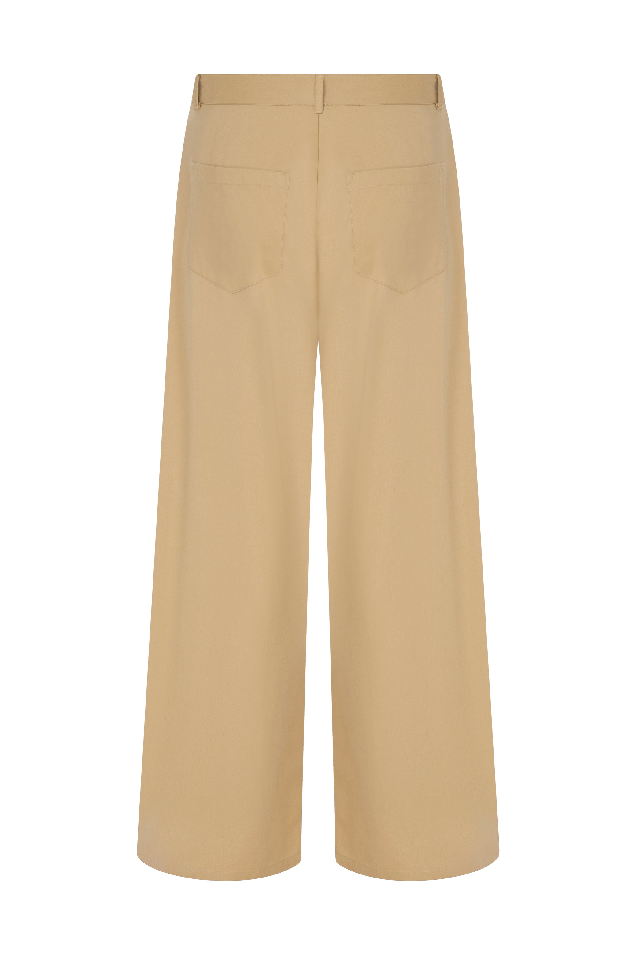 STRAIGHT FIT COTTON BEIGE PANTS